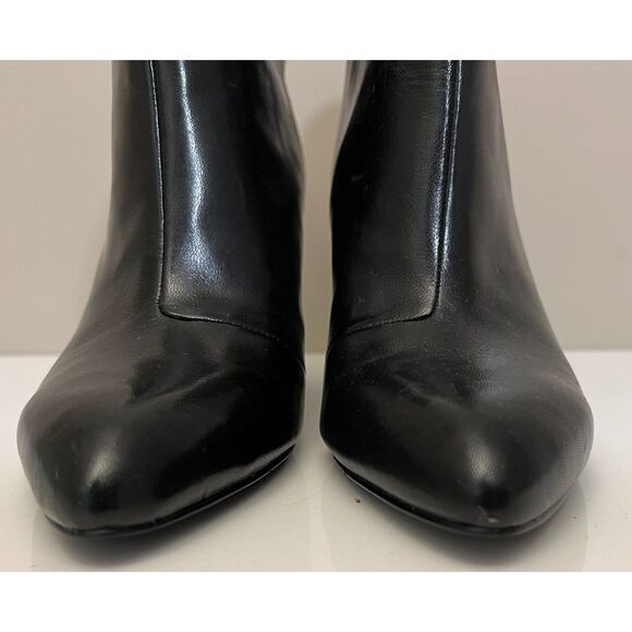 Liz Claiborne black smooth leather wedge ankle booties. Size 7.5-8(W). - Picture 2 of 10